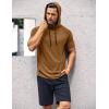 imageCOOFANDY Mens Short Sleeve Hoodie Workout Gym Sweatshirt Muscle Fit Fashion Athletic Hoodies Pullover Cotton Hooded TShirtsBrown