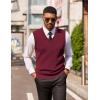 imageCOOFANDY Mens Sleeveless Sweater Vest Lightweight VNeck Cotton Vest Pullover1 Dark Red