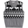 imageCOOFANDY Mens Sleeveless Sweater Vest Lightweight VNeck Cotton Vest PulloverChristmas Elk  Grey