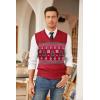 imageCOOFANDY Mens Sleeveless Sweater Vest Lightweight VNeck Cotton Vest PulloverChristmas Tree  Red