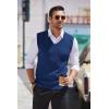 imageCOOFANDY Mens Sleeveless Sweater Vest Lightweight VNeck Cotton Vest PulloverDenim Blue