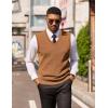 imageCOOFANDY Mens Sleeveless Sweater Vest Lightweight VNeck Cotton Vest PulloverLight Brown