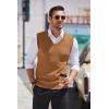 imageCOOFANDY Mens Sleeveless Sweater Vest Lightweight VNeck Cotton Vest PulloverLight Brown