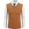 imageCOOFANDY Mens Sleeveless Sweater Vest Lightweight VNeck Cotton Vest PulloverLight Brown