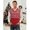 imageCOOFANDY Mens Sleeveless Sweater Vest Lightweight VNeck Cotton Vest PulloverRed and White Snowflakes