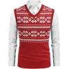 imageCOOFANDY Mens Sleeveless Sweater Vest Lightweight VNeck Cotton Vest PulloverRed and White Snowflakes