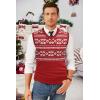 imageCOOFANDY Mens Sleeveless Sweater Vest Lightweight VNeck Cotton Vest PulloverRed and White Snowflakes