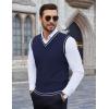 imageCOOFANDY Mens Sleeveless Sweater Vest Lightweight VNeck Cotton Vest PulloverStripes Navy Blue