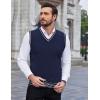 imageCOOFANDY Mens Sleeveless Sweater Vest Lightweight VNeck Cotton Vest PulloverStripes Navy Blue