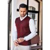 imageCOOFANDY Mens Sleeveless Sweater Vest Lightweight VNeck Cotton Vest PulloverWine Red