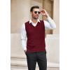 imageCOOFANDY Mens Sleeveless Sweater Vest Lightweight VNeck Cotton Vest PulloverWine Red