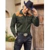 imageCOOFANDY Mens Western Cowboy Shirt Embroidered Long Sleeve Slim Fit Casual Cotton Button Down Hippie Shirts with PocketsArmy Green