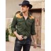 imageCOOFANDY Mens Western Cowboy Shirt Embroidered Long Sleeve Slim Fit Casual Cotton Button Down Hippie Shirts with PocketsArmy Green