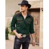 imageCOOFANDY Mens Western Cowboy Shirt Embroidered Long Sleeve Slim Fit Casual Cotton Button Down Hippie Shirts with PocketsLake Green