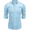 imageCOOFANDY Mens Western Cowboy Shirts Long Sleeve Embroidered Shirt Slim Fit Casual Button Down ShirtsLight Blue
