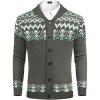imageCOOFANDY Mens Christmas Cardigans Ugly Xmas Sweaters Reindeer Snowflake Shawl Collar Knitted Cardigan SweaterGraygreenwhite
