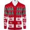 imageCOOFANDY Mens Christmas Cardigans Ugly Xmas Sweaters Reindeer Snowflake Shawl Collar Knitted Cardigan SweaterRed Elk Green White