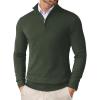 imageCOOFANDY Mens Quarter Zip Up Sweaters Slim Fit Lightweight Mock Neck Pullover Casual Polo SweatersArmy Green
