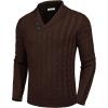 imageCOOFANDY Mens Shawl Collar Pullover Sweater Slim Fit Casual Button Cable Knit SweatersBrown