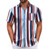 imageCOOFANDY Mens Short Sleeve Casual Button Down Shirts Summer Untucked Dress Shirts with PocketColorful Stripe