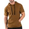imageCOOFANDY Mens Short Sleeve Hoodie Workout Gym Sweatshirt Muscle Fit Fashion Athletic Hoodies Pullover Cotton Hooded TShirtsBrown