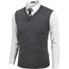 imageCOOFANDY Mens Sleeveless Sweater Vest Lightweight VNeck Cotton Vest PulloverDark Grey
