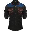 imageCOOFANDY Mens Western Cowboy Shirt Embroidered Long Sleeve Slim Fit Casual Cotton Button Down Hippie Shirts with PocketsBlack  Blue