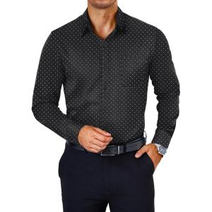 imageCOOFANDY Mens Dress Shirts Wrinkle Free Long Sleeve Button Down Shirts Formal Business ShirtPolka Dot Black