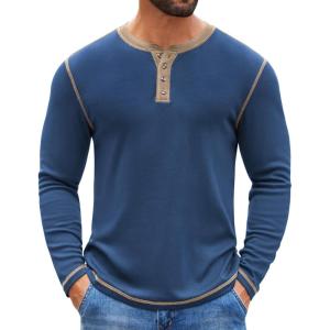 imageCOOFANDY Mens Henley Shirts Long Sleeve Button TShirt Fashion Casual Pullover Shirts Soft Stretch Tees TopsBlue