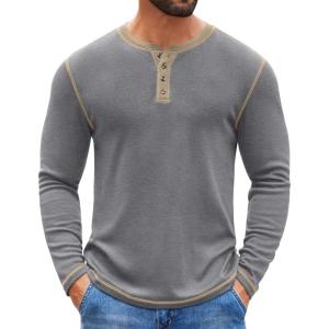 imageCOOFANDY Mens Henley Shirts Long Sleeve Button TShirt Fashion Casual Pullover Shirts Soft Stretch Tees TopsGrey