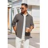 imageCOOFANDY Mens Overshirt Shacket Jacket Mens Textured Button Down Long Sleeve Shirts Fashion JacketDark Grey