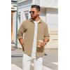 imageCOOFANDY Mens Overshirt Shacket Jacket Mens Textured Button Down Long Sleeve Shirts Fashion JacketKhaki