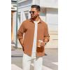 imageCOOFANDY Mens Overshirt Shacket Jacket Mens Textured Button Down Long Sleeve Shirts Fashion JacketLight Brown