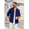 imageCOOFANDY Mens Overshirt Shacket Jacket Mens Textured Button Down Long Sleeve Shirts Fashion JacketNavy Blue