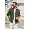 imageCOOFANDY Mens Overshirt Shacket Jacket Mens Textured Button Down Long Sleeve Shirts Fashion JacketOlive Green