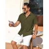 imageCOOFANDY Mens Short Sleeve Button Down Shirt Casual Summer Beach Shirt Waffle Knit Shirts Wrinkle Free Untucked ShirtArmy Green