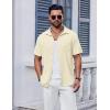 imageCOOFANDY Mens Short Sleeve Button Down Shirt Casual Summer Beach Shirt Waffle Knit Shirts Wrinkle Free Untucked ShirtBeige