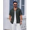 imageCOOFANDY Mens Short Sleeve Button Down Shirt Casual Summer Beach Shirt Waffle Knit Shirts Wrinkle Free Untucked ShirtDark Grey