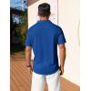 imageCOOFANDY Mens Short Sleeve Button Down Shirt Casual Summer Beach Shirt Waffle Knit Shirts Wrinkle Free Untucked ShirtDeep Blue