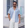 imageCOOFANDY Mens Short Sleeve Button Down Shirt Casual Summer Beach Shirt Waffle Knit Shirts Wrinkle Free Untucked ShirtLight Blue