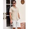 imageCOOFANDY Mens Short Sleeve Button Down Shirt Casual Summer Beach Shirt Waffle Knit Shirts Wrinkle Free Untucked ShirtLight Khaki
