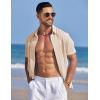 imageCOOFANDY Mens Beach Shirt Short Sleeve Button Down Shirts Casual Cuban Collared Summer Vacation Tropical ShirtsLight Khaki