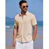 imageCOOFANDY Mens Beach Shirt Short Sleeve Button Down Shirts Casual Cuban Collared Summer Vacation Tropical ShirtsLight Khaki