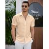 imageCOOFANDY Mens Beach Shirt Short Sleeve Button Down Shirts Casual Cuban Collared Summer Vacation Tropical ShirtsLight Khaki