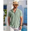 imageCOOFANDY Mens Beach Shirt Short Sleeve Button Down Shirts Casual Cuban Collared Summer Vacation Tropical ShirtsMoss Green