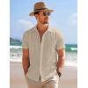 imageCOOFANDY Mens Beach Shirt Short Sleeve Button Down Shirts Casual Cuban Collared Summer Vacation Tropical ShirtsOyster Gray