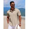 imageCOOFANDY Mens Beach Shirt Short Sleeve Button Down Shirts Casual Cuban Collared Summer Vacation Tropical ShirtsOyster Gray