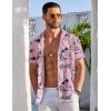 imageCOOFANDY Mens Beach Shirt Short Sleeve Button Down Shirts Casual Cuban Collared Summer Vacation Tropical ShirtsPinkcoco