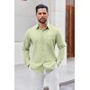 imageCOOFANDY Mens Button Down Shirt Casual Untucked Shirts Long Sleeve Dress Shirt with PocketLight Green