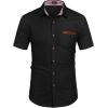 imageCOOFANDY Mens Casual Short Sleeve Button Down Dress Shirt Plaid Collar Denim Work ShirtsA  Black  No Pocket